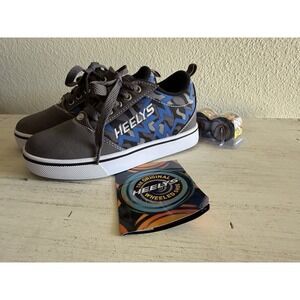 Heelys Skate Shoes Kids Youth Size 2 Charcoal Blue Black Sneaker